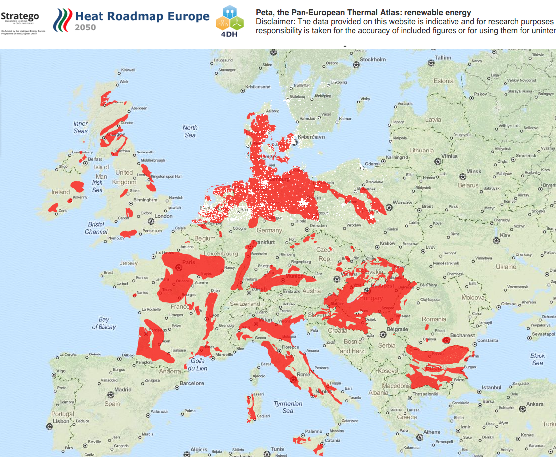 Interactive Map showing the areas with geothermal heating potential in Interactive Map showing the areas with geothermal heating potential in