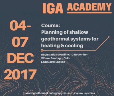 IGA Akademi: Sığ Jeotermal Sistemleri Planlama, Santiago / Şili, 4-7 Aralık 2017
