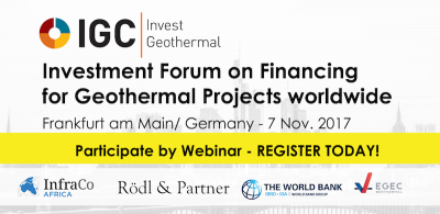 IGC Invest Geothermal – Finans Forumu için Webinar seçeneği, 7 Kasım 2017