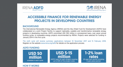 IRENA / ADFD  |  50 M $’lık finansman ve kredi için son başvuru tarihi yaklaşıyor