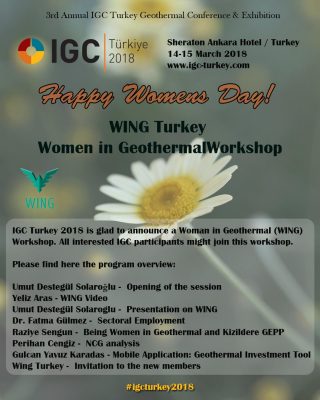 Women in Geothermal Turkey Çalıştayı IGC Türkiye 2018 Kongresi’nde