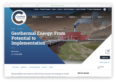 Kurs: Jeotermal Enerji, Potansiyelden Uygulamaya, 11-13 Temmuz 2018