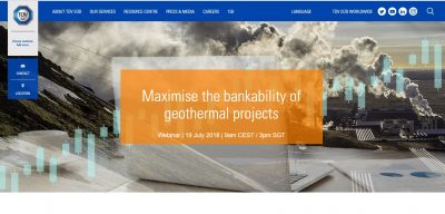 TÜV SÜD Jeotermal Projeler Finansman web semineri 19 Temmuz 2018 9:00 CEST