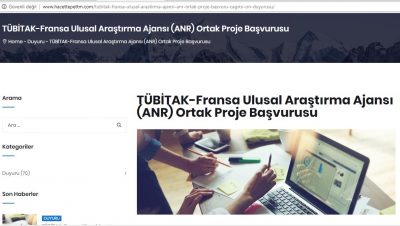 TÜBİTAK-Fransa Ulusal Araştırma Ajansı (ANR) Ortak Proje Başvurusu