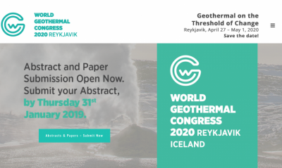 Dünya Jeotermal Kongresi 2020: Bildiriler için son çağrı 31 Ocak 2019