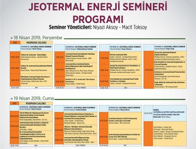 TESCON 2019 çerçevesinde 18-19 Nisan; Jeotermal Enerji Semineri Oturumları ve Panel