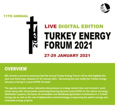 Türkiye Enerji Forumunda, ülkenin enerji sektörünün Covid-19 sonrası durumu tartışılacak