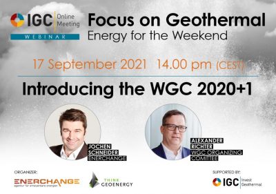 Web Semineri – Dünya Jeotermal Kongresi 2020+1, 17 Eylül 2021