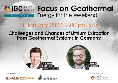 Web Semineri – Almanya’daki Jeotermal Sistemlerden Lityum Ekstraksiyonunun Zorlukları ve Şansları, 21 Ocak 2022