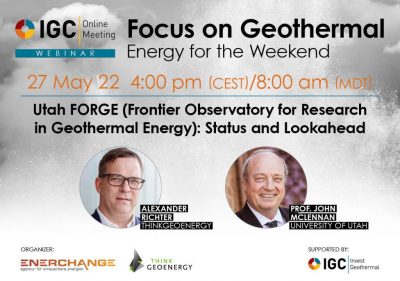 Web Semineri – Utah FORGE: Durum ve Öngörü, 27 Mayıs 2022