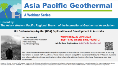 Web Semineri – Avustralya’da sıcak sedimanter akifer jeotermali – 22 Haziran 2022