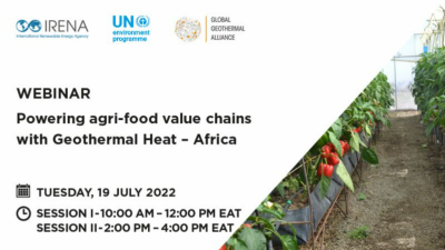 Web semineri – Tarımsal gıda zincirlerini jeotermal ile güçlendirmek, Afrika, 19 Temmuz 2022