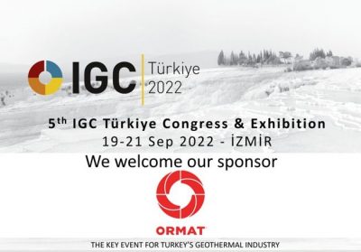 IGC Türkiye,19-21 Eylül 2022, Ormat Technologies’i GW Sponsoru olarak misafir ediyor