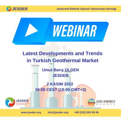 Web Semineri – Türkiye Jeotermal Piyasasında Son Gelişmeler ve Trendler, 2 Kasım