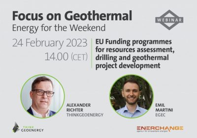Web Semineri – Kaynak değerlendirmesi, sondaj ve jeotermal proje geliştirme için AB Finansman programları, 24 Şubat 2023