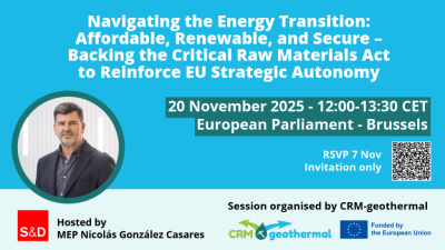 Avrupa Parlamentosu’nda jeotermal akışkanlardan CRM çıkarımına ilişkin oturum için kayıtlar açıldı