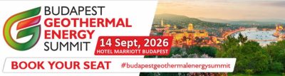 Banner for Budapest Geothermal Energy Summit: 14 Sept 2026, Hotel Marriott Budapest; 'Book Your Seat' and #budapestgeothermalenergysummit.
