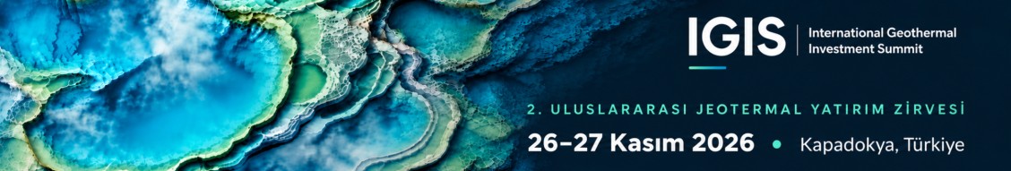 igis_turkiye_cover | JeotermalHaberler - Jeotermal Haber IGIS banner for the International Geothermal Investment Summit, with the date 26–27 Kasım 2026 and location Kapadokya, Türkiye; abstract blue-green geological imagery in the background